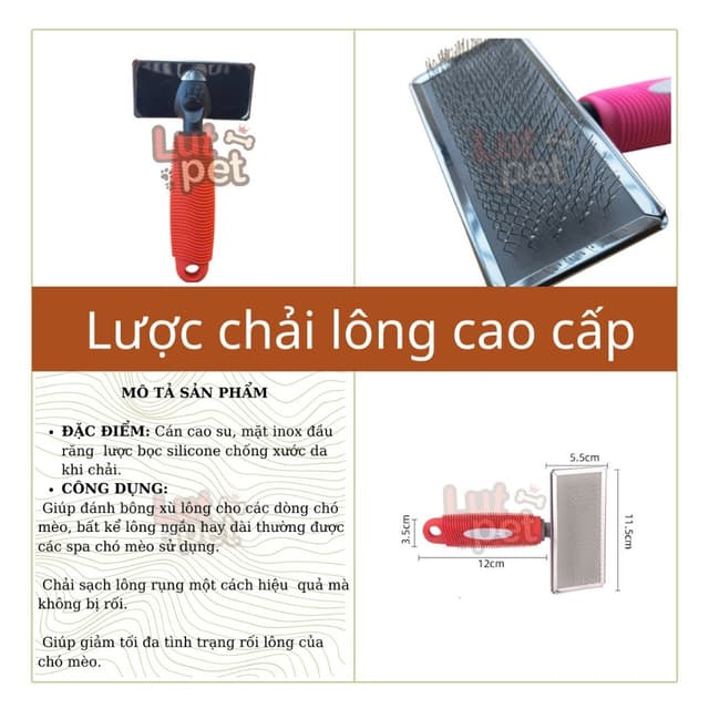 Ảnh sản phẩm Lược chải lông cao cấp gỡ rối đánh bông lấy lông rụng chó mèo Slicker brush - grooming - lutpet