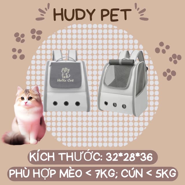 Ảnh sản phẩm Balo cho chó mèo CÓ RÈM CHE NẮNG Hudy Pet VN - Balo vận chuyển chó mèo có rèm che nắng