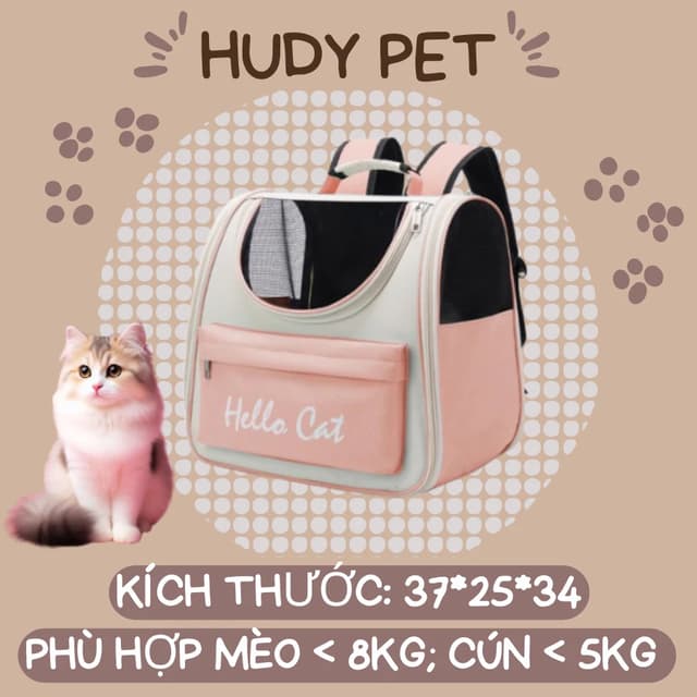 Ảnh sản phẩm Balo cho chó mèo thú cưng Hudy Pet VN - Balo vận chuyển chó mèo Hello Cat